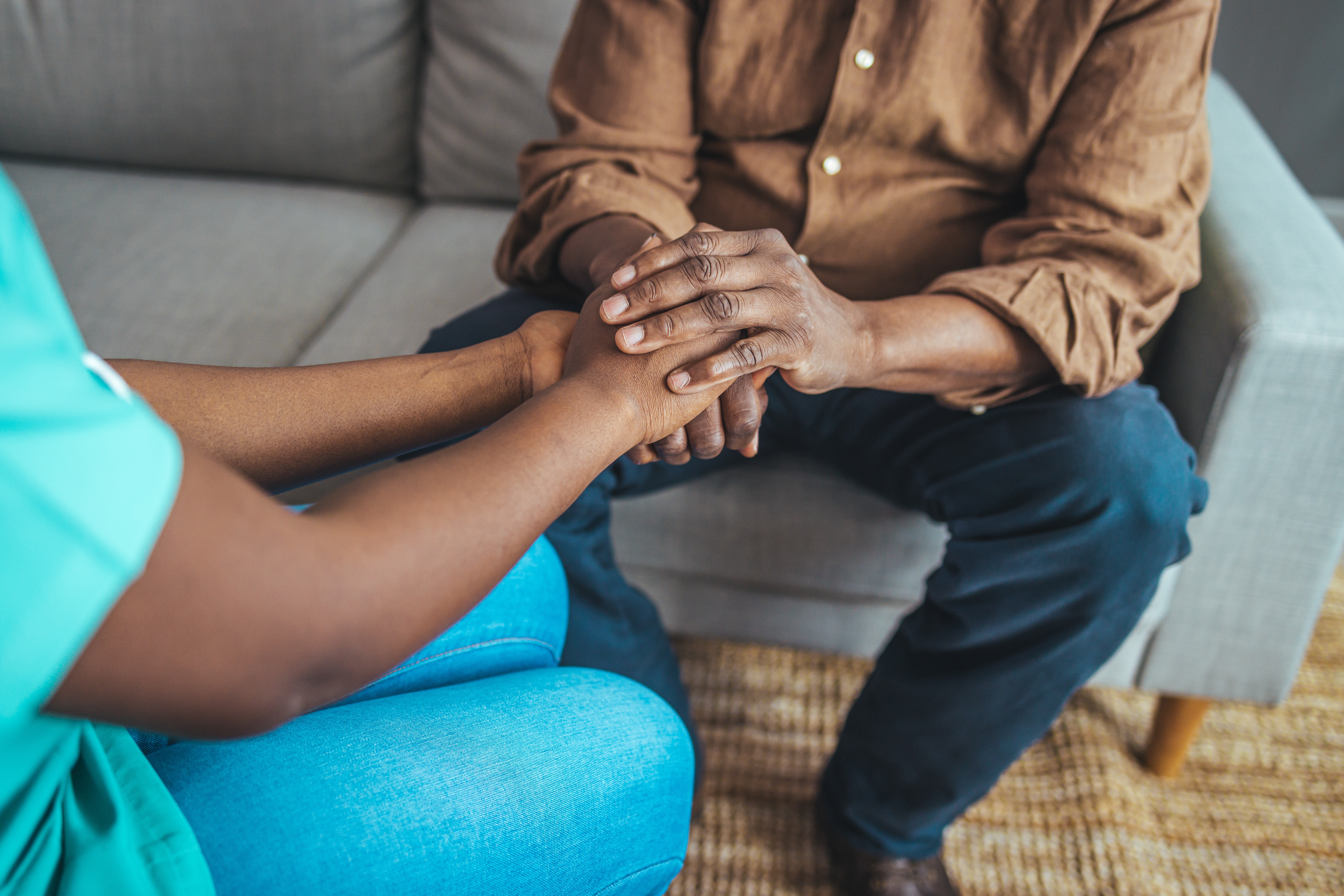Nurse,Holding,Patient's,Hand,For,Health,Care,Trust,And,Support.